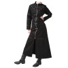 Women Gothic Long Lacing on the Back Side Zipper Coat 